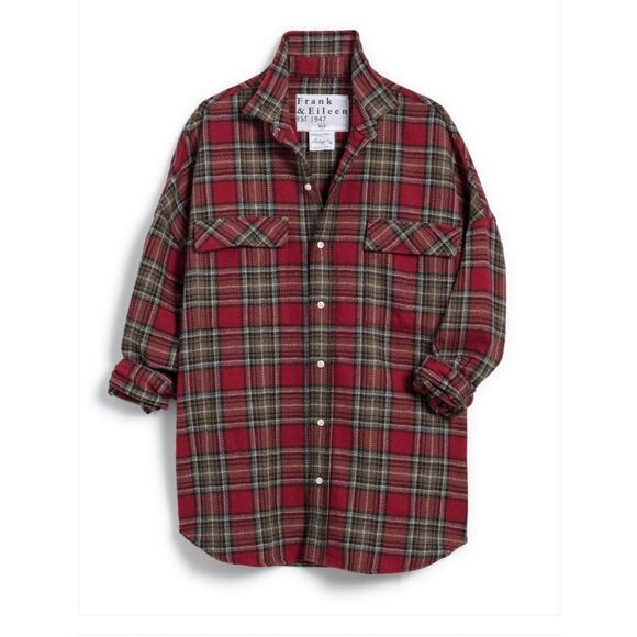 Frank & Eileen McLoghlin Utility Jacket Red Black Textured Flannel Size XS Small - Picture 3 of 14